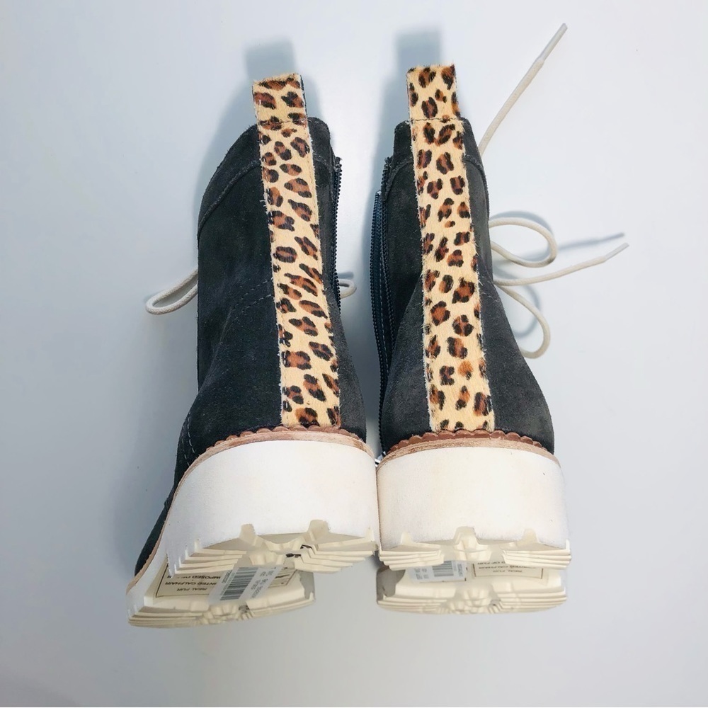 NEW Dolce Vita Avena Leopard Detail Combat Boots in Anthracite Suede size 6.5 - Picture 10 of 14